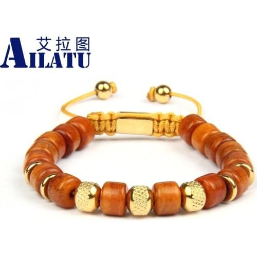 Luxury Bone Flatbead Macrame Bracelet Gold Color Stainless Steel Reticulated Beads Rope Chain Fashion Logo Jewelry Drop Shipping