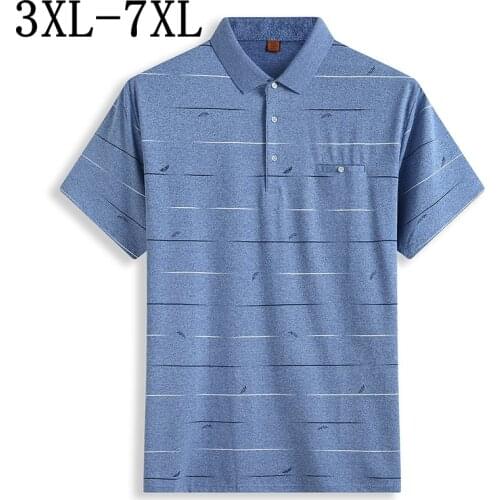 High Quality Summer Polo Shirt Men Printed Loose Short Sleeve Mens Polos Shirts Turn Down Collar Casual Polo Homme 3XL-7XL