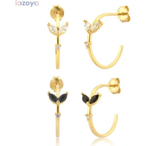 LOZOYA 925 Sterling Silver Gold Thin 15mm Hoops Colorful Piercing Earring 2021 Rock Punk Party Loops Fine Jewelry Valentiens