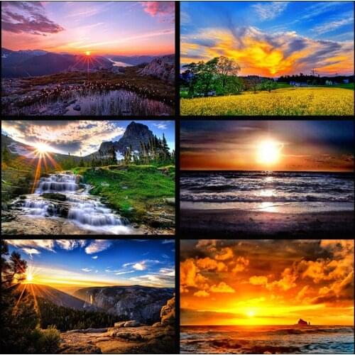 SHAYI 5D Diamond Painting Sunset Scenery Embroidery Cross Stitch Full Square/Round Drill Landscape Home Decor Painting