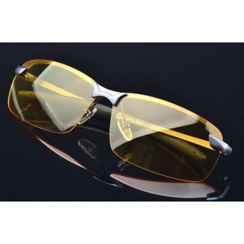 Night Use yellow lenses polarization polarized alloy frame anti glare UV brand rimless fashion quality discount sunglasses