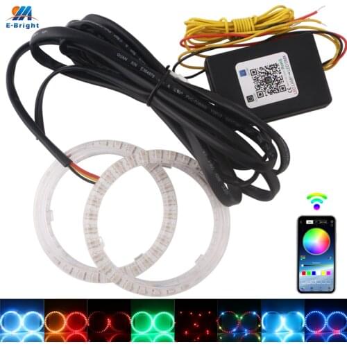 2PCS Mul-ti Color Streamer RGB Bluetooth Angel Eyes 5050 80mm 95mm APP Halo Rings Turn Signal Flowing 210 Modes For Cars Scooter