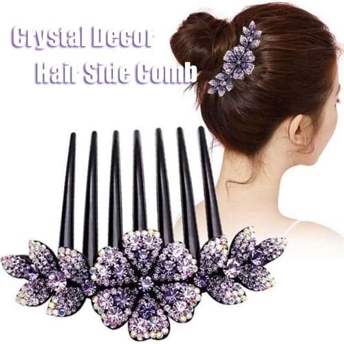 Crystal Decor Hair Side Comb Crystal Wedding Hair Combs Bridal Hair Accessories Flower Headpiece Women Hair Ornaments Jewelry