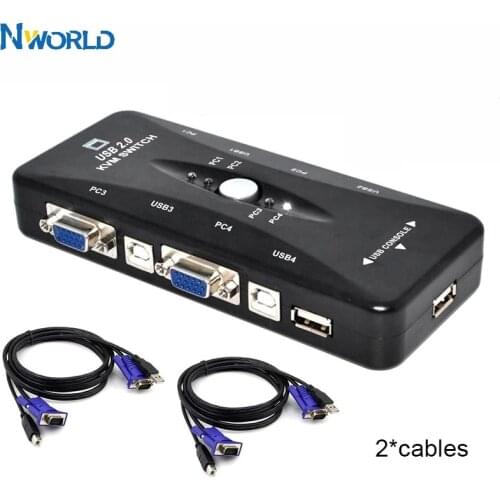 USB Switches 2.0 VGA Splitter 4 port kvm Switch Printer Mouse Keyboard Pendrive Share Switcher 1920*1440 VGA Switch Box Adapter