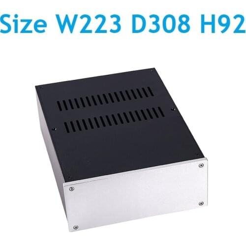 No Hole DIY Power Amplifier Case Pre Amp Tube Rear DAC Headphone Chassis Full Aluminum Decoder Case Size W223 D308 H92