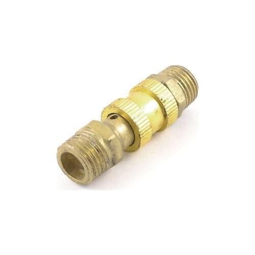 Air Compressor Metal 1/4"PT Male Thread M/M Release Valve Gold Tone