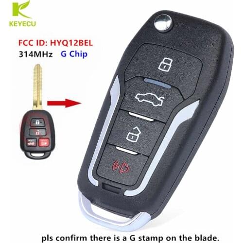 KEYECU Replacement New Upgraded Remote Key Fob 4 Button 314MHz With G Chip FCC ID: HYQ12BEL for Toyota Camry Rav4 2012-2016