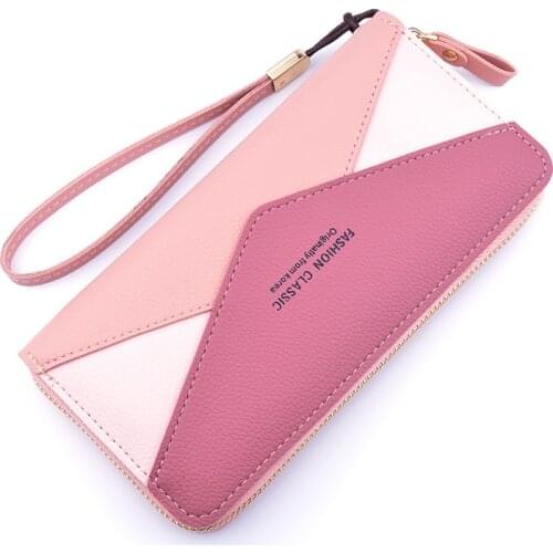 Geometric Women Cute Pink Wallets Pocket Purse Card Holder Patchwork Wallet Lady Female Fashion Short Coin Burse Money Bag