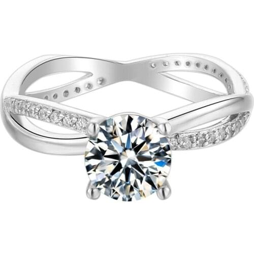 Luxury 100% 925 Sterling Silver Created Real 1 Carat D Color Moissanite Engagement Rings For Women Exquisite Party Fine Jewelry