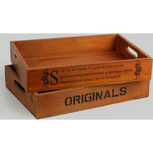 1PC Zakka retro wooden grocery desk box Home Furnishing old wooden pallet storage box JL 0915