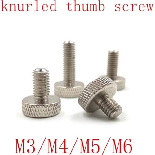 20PCS/LOT Steel with nickel M3 M4 m5 m6 Knurled Head Hand tighten Thumb Screws