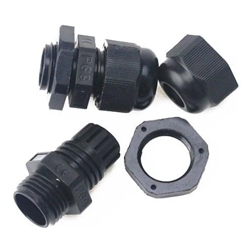 20pcs/bag IP68 Waterproof PG9 Black Waterproof Cable Gland Connectors