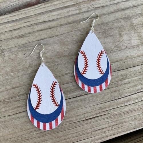 2021 Independence Day Leather Earrings Women Double Layer Drop Earrings Stripes Teardrop Dangle Earrings Fashion Jewelry