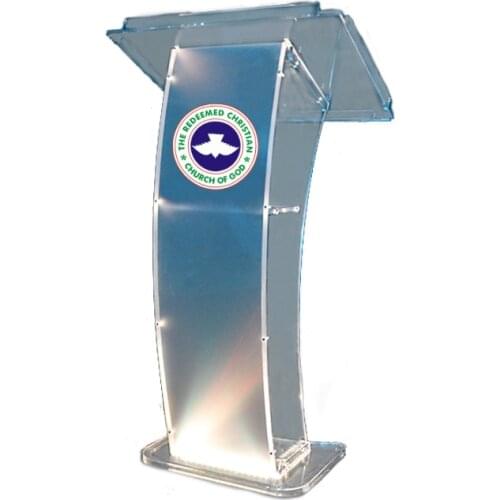 2021 GUIHEYUN perfect curve design acrylic leadership rostrum latest fashion cheap Lectern customized logo can light platform