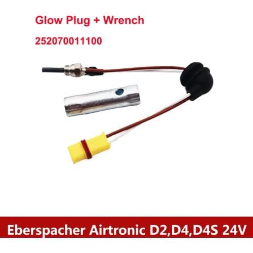 Truck Motorhome Cab Heater Ceramic Glow Plug 252069011300 + Wrench For Eberspacher Airtronic D2 D4 D4S 12V Autonomous Heaters