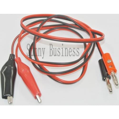 4mm Injection Banana Plug To Shrouded Copper Electrical Clamp Alligator Clip Test Cable Leads 1M For Testing Probe