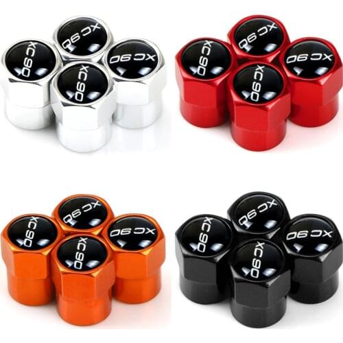 4PCS Aluminum Alloy Car Wheel Tire Valve Caps Tyre Rim Stem Covers Airdust Waterproof For Automobiles for Volvo XC90 2009-2018