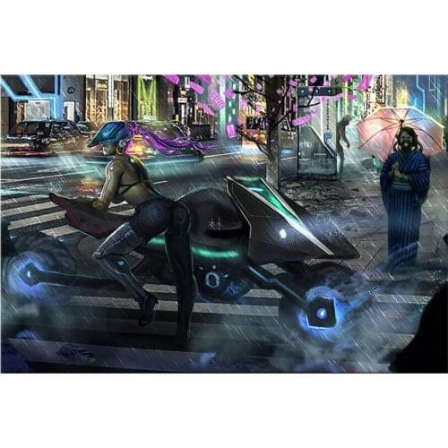 Full Square/Round Drill 5D DIY Diamond Painting "Fantasy Future City Car Anime" Embroidery Cross Stitch Home Decor Gift FC409