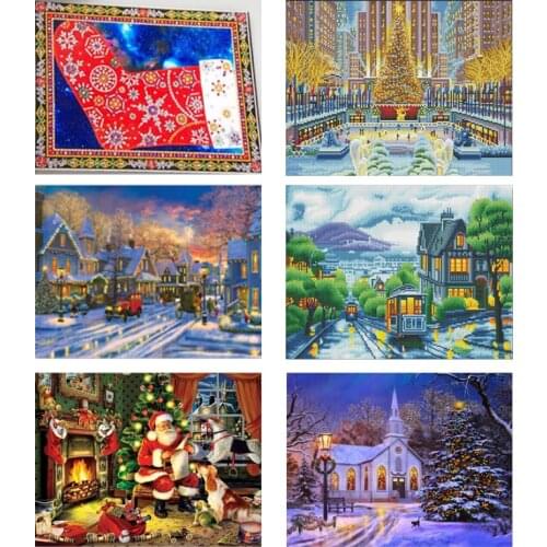 5D LED Light Diamond Painting Winter Landscape Diamond Embroidery Sale Full Round Drill Diamond Mosaic 30x40cm With Frame