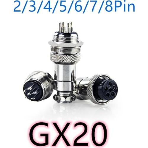 1set GX20 2/3/4/5/6/7/8 Pin Male + Female 20mm L94-100Y Circular Wire Panel Aviation Connector Socket Plug with