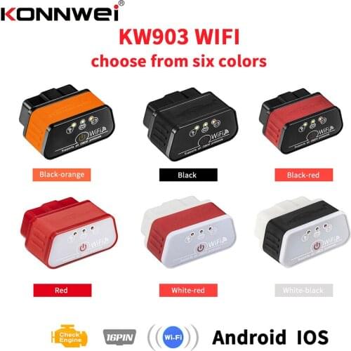 KW903 ELM327 V1.5 WiFi Car Scanner OBD II Auto Diagnostic Tool Auto Detect Tool OBD2 Code Reader for iOS and Android Free Update