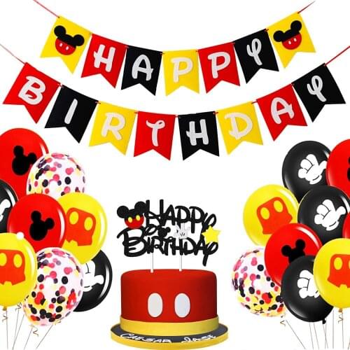 Mickey Mouse Party banner Cupcake Toppers Birthday Cake Topper Decorating Kids Wedding Party Decorations Baby Shower Favors