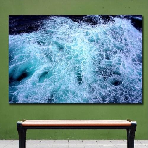 Large Size Printing Oil Painting Sea Waves Surface Foam Wall Art Canvas Print Pictures for Living Room and Bedroom No Frame