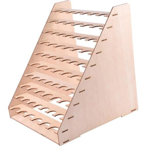 Wooden Paint Stand Tool Holder with 65 Holes for Workshop, Paints