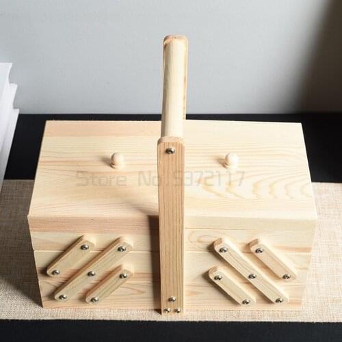 29.5x19x18cm Portable Expandable Wooden Storage Case wood box Vintage jewelry Cosmetics household mess Sewing Box ring