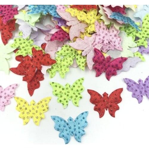 DIY 400pcs Mix Colors Glitter Sequinsbutterfly Felt Appliques crafts Sewing 24mm