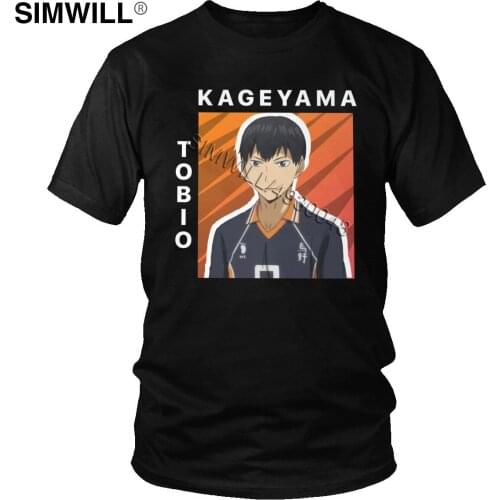 Mens 100% Cotton Haikyuu T-Shirt Short Sleeves Crew Neck Japanese Anime Kageyama Tobio Tshirt Boyfriends Gift Tee Apparel