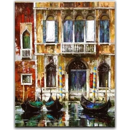 Oil painting 100% hand painted Home decoration high quality landscape knife painting pictures DM16062904