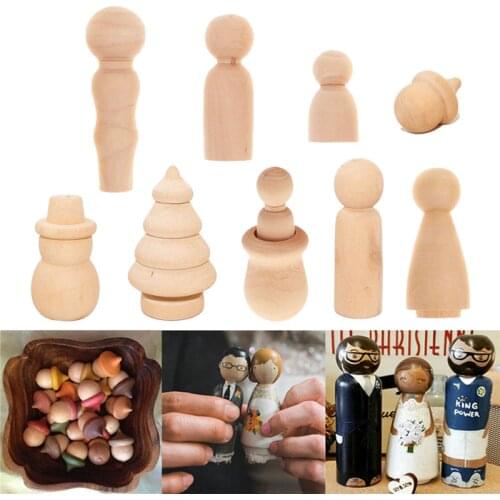 Creative Doll People Wooden Peg Dolls Toy Manual Painting Dolls Crafts Graffiti Unfinished Solid Wood DIY Ornament Home Decorati
