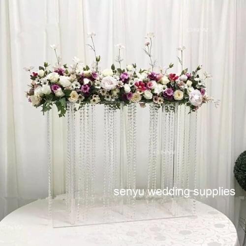 New style 60cm/110cm Crystal chain tall wedding flower centerpieces with acrylic stand senyu0701