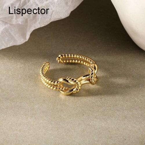Lispector 925 Sterling Silver French Punk Twisted Knotted Ring for Women Men Light Luxury Shiny Tie Rings Unisex Jewelry Gifts