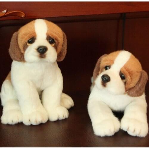 Mini 21cm High Quality Lying Simulation Bernard Dog Plush Toy Animal Stuffed Toys Children Baby Toys Home Decoration Ornaments