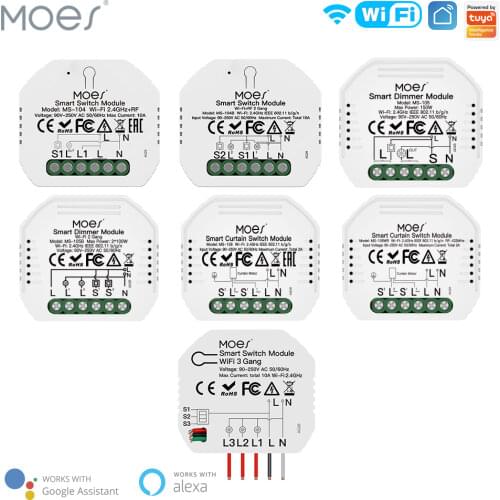 Wifi Smart Light Switch Diy Breaker Module Smart Life/Tuya APP Remote Control,Works with Alexa Echo Google Home 1/2 Way
