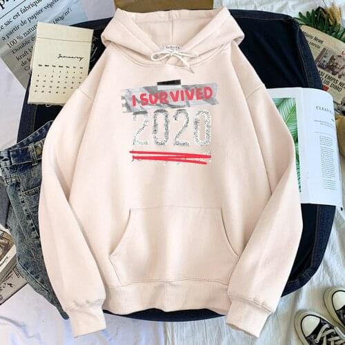 I Survived 2020 Funny Print Hoody Men Cartoons Fashion Sweatshirt Crewneck Hip Hop Streetwear Autumn Fleece Warm Mens Hoodies