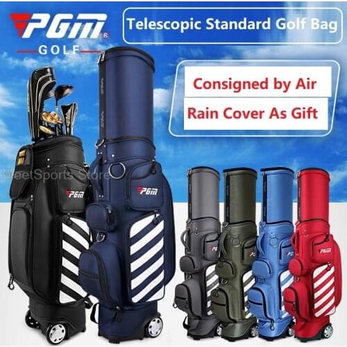 Pgm Men Women Telescopic Bag Golf Bag Standard Waterproof With Wheel Package Travel Air Aviation Thermostatic Pack Password Lock