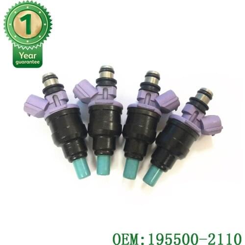 SET OF 4 HIGH QUALITY Flow Matched Fuel Injectors fuel inejctor nozzle 195500-2110 90-93 for Ford Festiva 1.3L