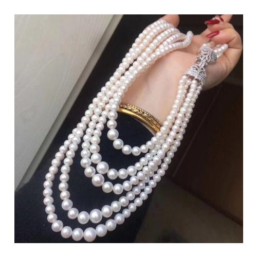 Top new style 7-9 mm REAL Freshwater WHITE pearl necklace