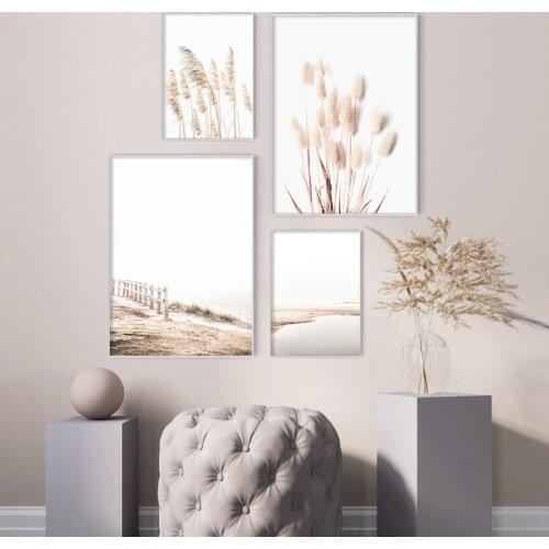 Reed Poster and Prints Wall Art Natural Bohemia Painting Pastoral Scenery Canvas Pictures for Living Room Bedroom Nordic Decor