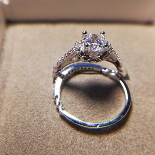 Eleple Simple Bridal sets White Gold color cubic zirconia engagement Wedding Gift Rings For Women fashion Jewelry VSR167