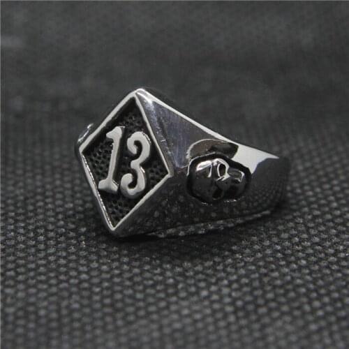 Drop Ship Size 6~11 Cool Biker 13 Ladies Ring 316L Stainless Steel Jewelry Skull Ring