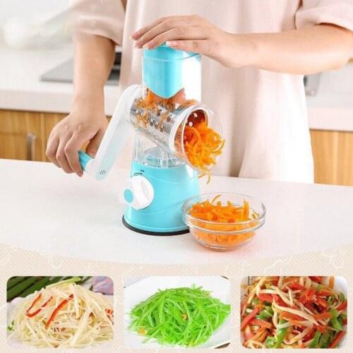 Manual Vegetable Slicer With Handle Multifunctional Drum Rotary Grater Stainless Steel Potato Cheese Slicer Kitchen Tools