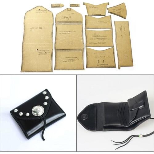DIY handmade leather wallet mold kraft paper template diy leather craft making short coin purse sewing making drawings pattern