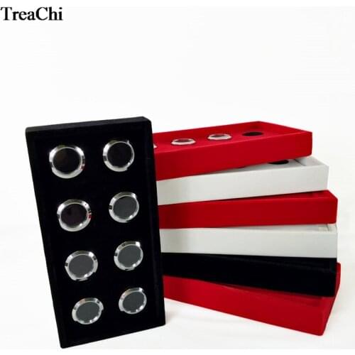 Luxury 8 Slot Round Metal Diamond Jewelry Display Box Velvet PU Gem Diamond Storage Organizer Display Tray 11*22 CM