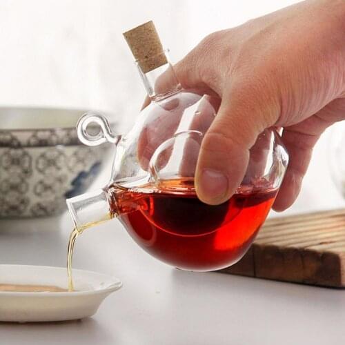 Anti-leak Oil Pot Glass Condiment Bottle Cruet Bottles Double Pourer Spout Stoppers for Cooking Sealed Sauce Vinegar Pot Bottle