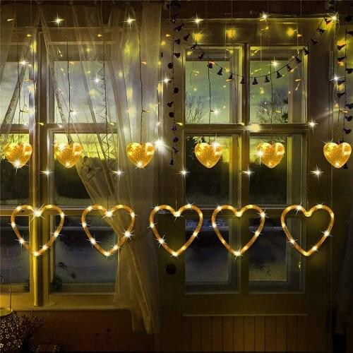 Curtain Lights 2.5m(W) X1m(H) Love Heart Holiday Lighting Suitable for Valentines day Christmas Wedding Bedroom Birthday Decor