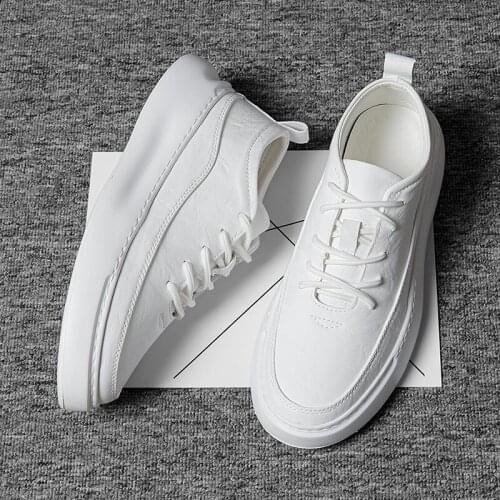 Shoes Fashion Leather Loafers Men Breathable Lace Up Comfortable Casual Shoes Simple Men Sneakers Shoes Korean Version Flats